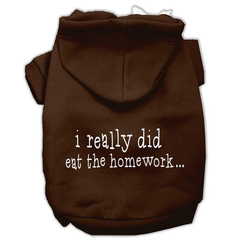 I really did eat the Homework Screen Print Pet Hoodies Brown Size XS (8)