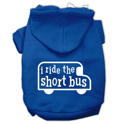 I Ride The Short Bus Screen Print Pet Hoodies Blue Size L (14)