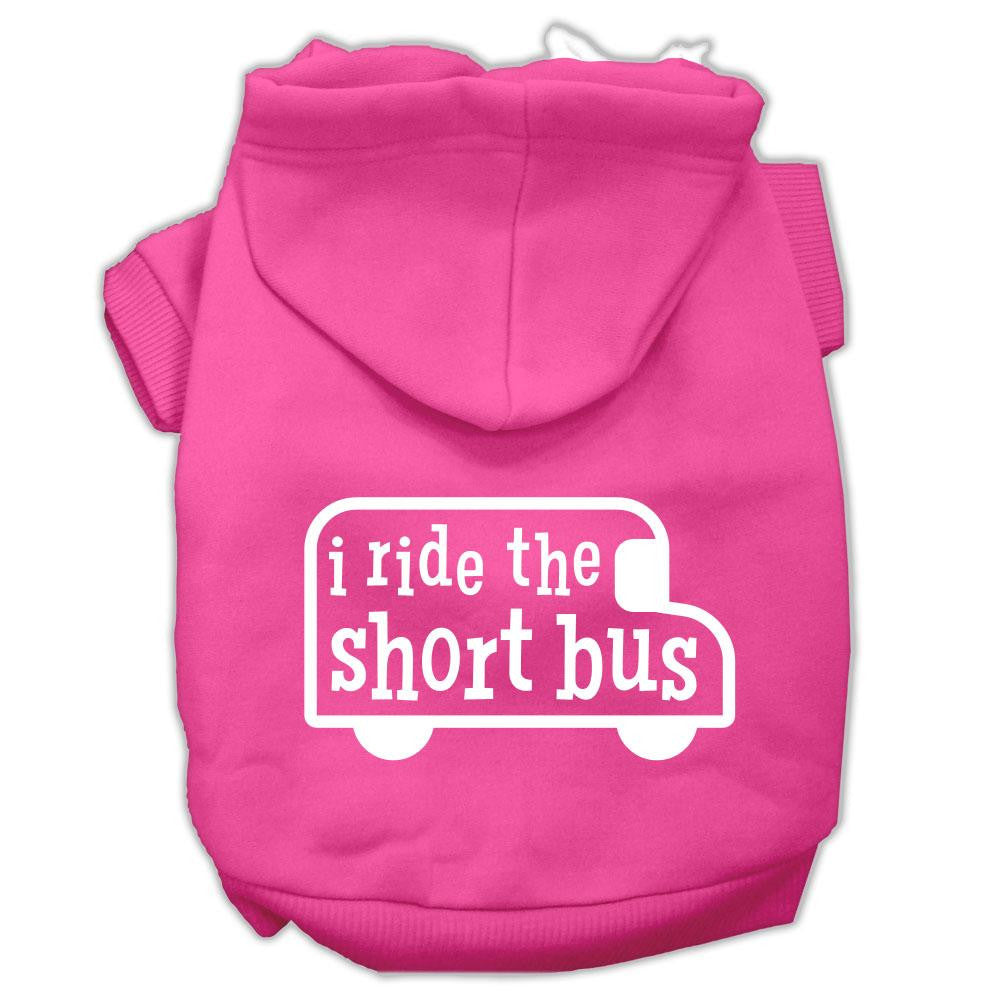 I ride the short bus Screen Print Pet Hoodies Bright Pink Size L (14)