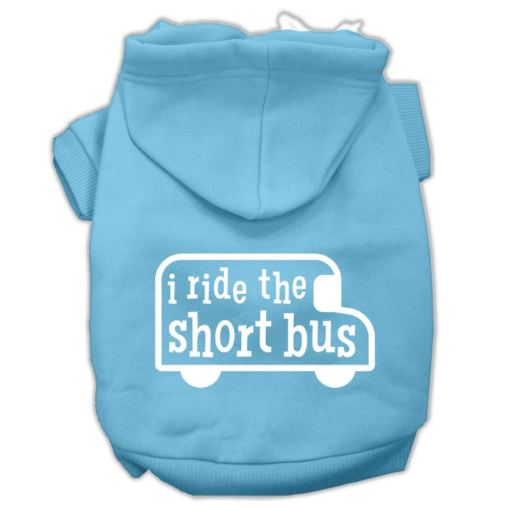 I ride the short bus Screen Print Pet Hoodies Baby Blue Size M (12)