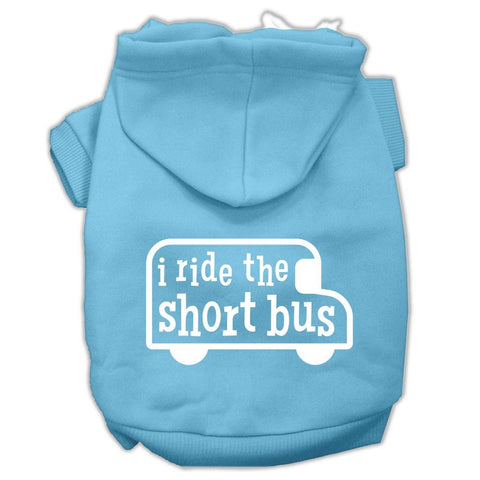 I Ride The Short Bus Screen Print Pet Hoodies Baby Blue Size Xs (8)