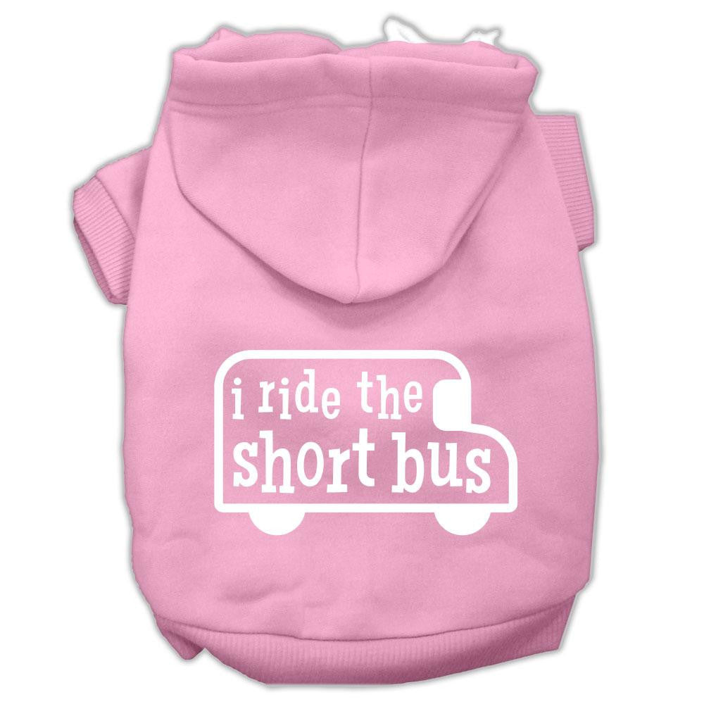 I Ride The Short Bus Screen Print Pet Hoodies Light Pink Size Xs (8)