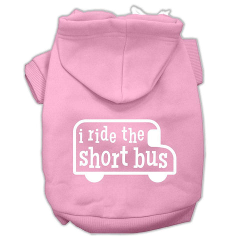 I Ride The Short Bus Screen Print Pet Hoodies Light Pink Size Xs (8)