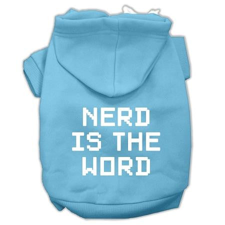 Nerd Is The Word Screen Print Pet Hoodies Baby Blue Size L (14)