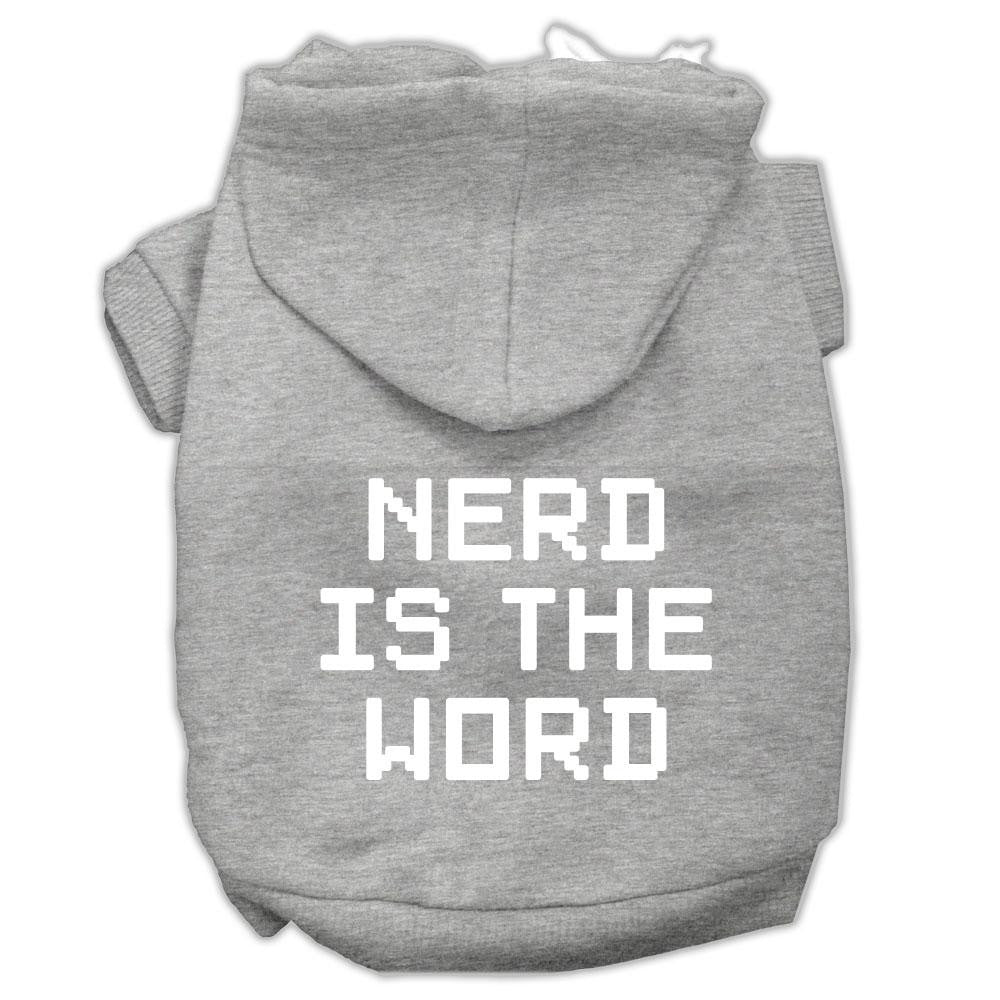 Nerd Is The Word Screen Print Pet Hoodies Grey Size L (14)