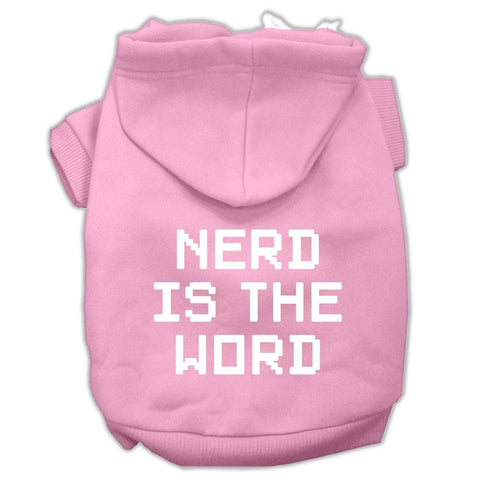 Nerd Is The Word Screen Print Pet Hoodies Light Pink Size L (14)