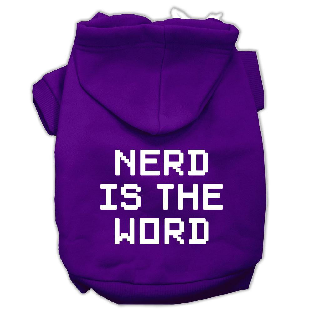 Nerd is the Word Screen Print Pet Hoodies Purple Size L (14)