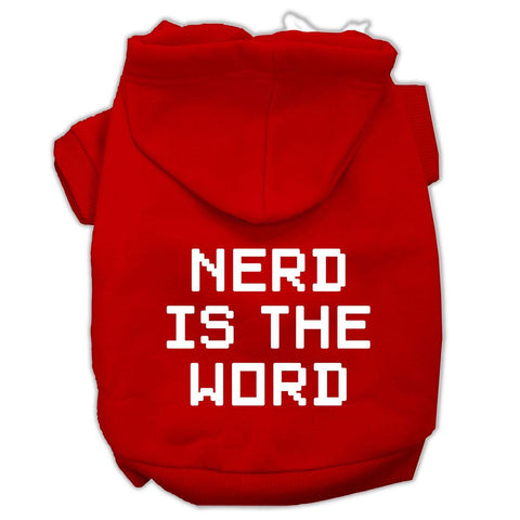 Nerd is the Word Screen Print Pet Hoodies Red Size L (14)