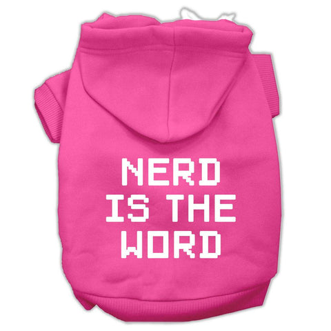 Nerd Is The Word Screen Print Pet Hoodies Bright Pink Size M (12)