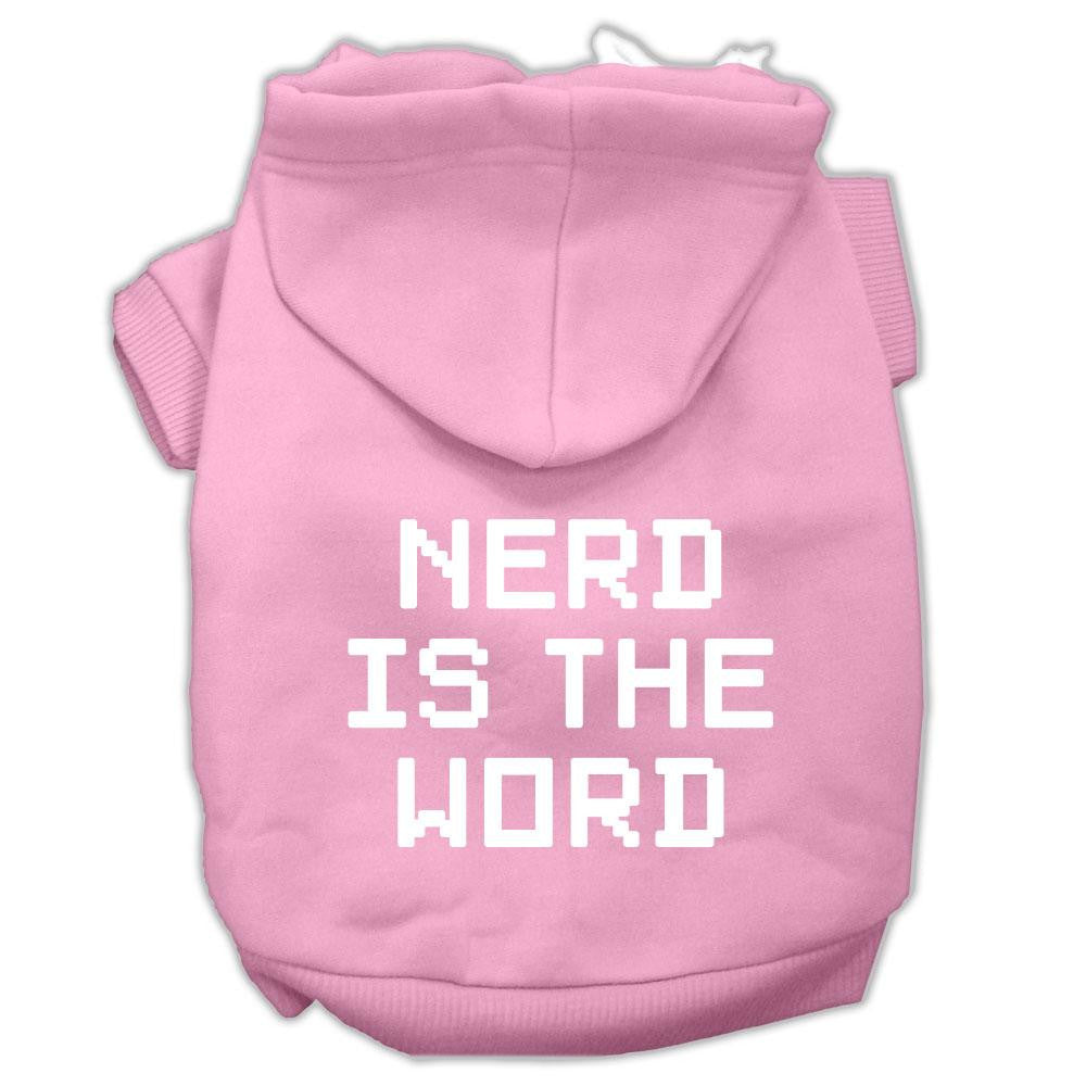 Nerd Is The Word Screen Print Pet Hoodies Light Pink Size M (12)