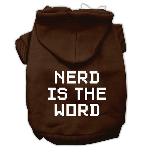 Nerd is the Word Screen Print Pet Hoodies Brown Size S (10)