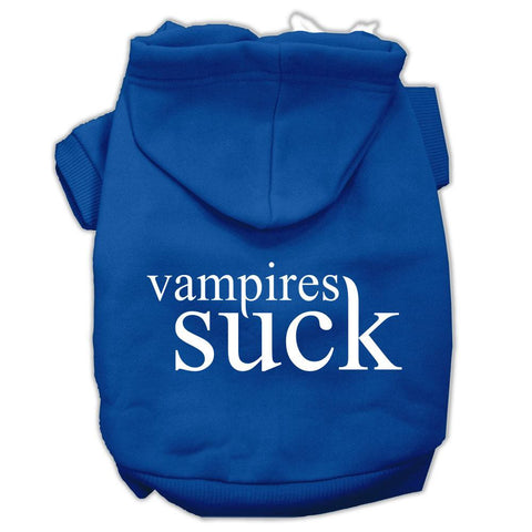 Vampires Suck Screen Print Pet Hoodies Blue Size M (12)