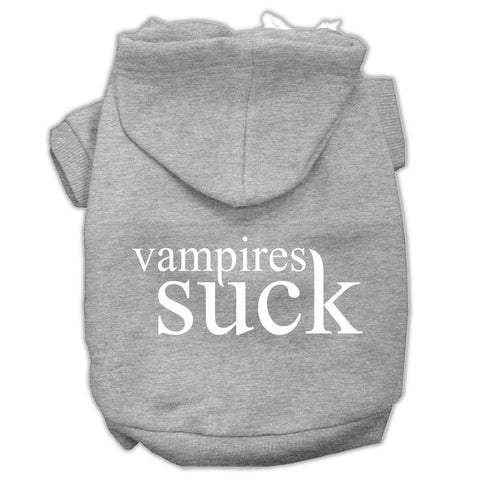 Vampires Suck Screen Print Pet Hoodies Grey Size S (10)