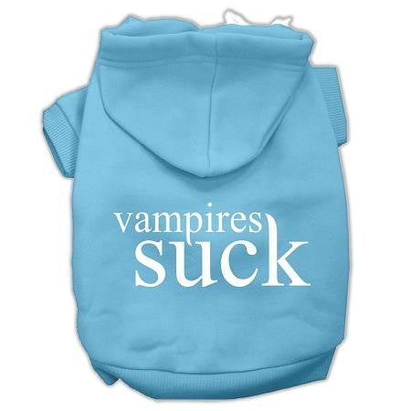 Vampires Suck Screen Print Pet Hoodies Baby Blue Size Xs (8)