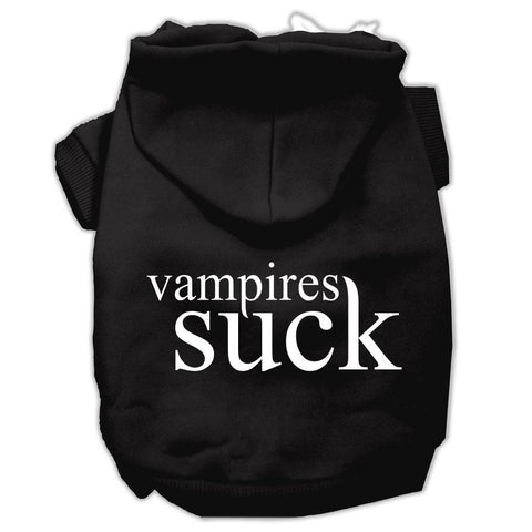 Vampires Suck Screen Print Pet Hoodies Black Size XS (8)