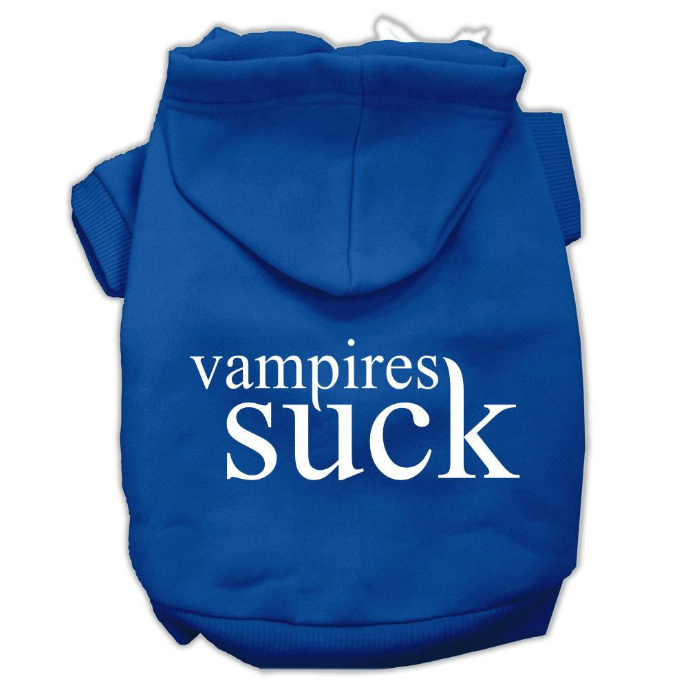 Vampires Suck Screen Print Pet Hoodies Blue Size XS (8)