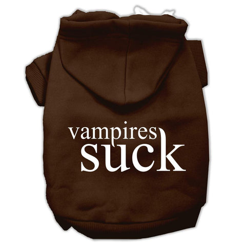 Vampires Suck Screen Print Pet Hoodies Brown Size XS (8)