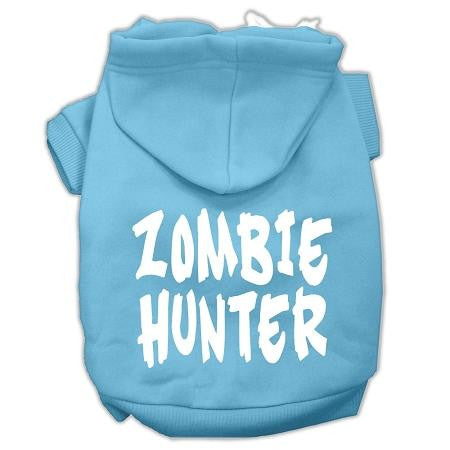 Zombie Hunter Screen Print Pet Hoodies Baby Blue Size L (14)