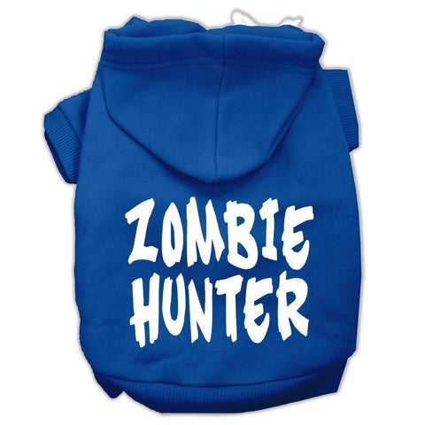 Zombie Hunter Screen Print Pet Hoodies Blue Size L (14)