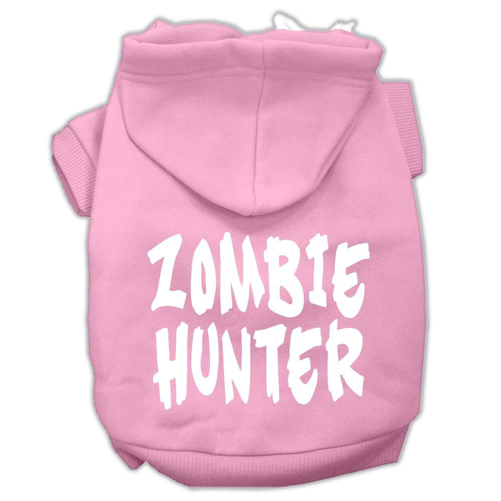 Zombie Hunter Screen Print Pet Hoodies Light Pink Size L (14)