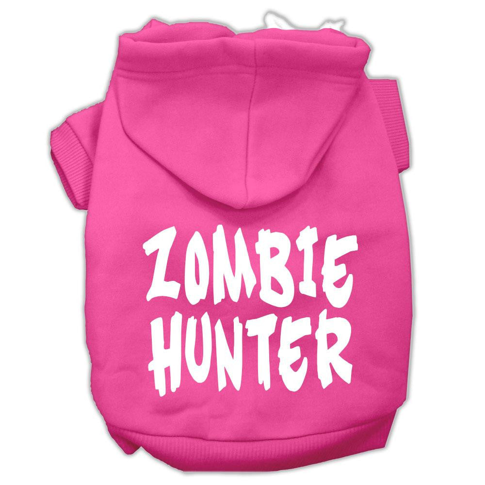 Zombie Hunter Screen Print Pet Hoodies Bright Pink Size M (12)