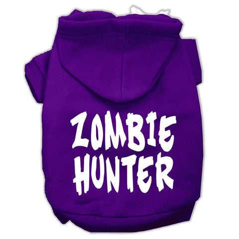 Zombie Hunter Screen Print Pet Hoodies Purple Size M (12)