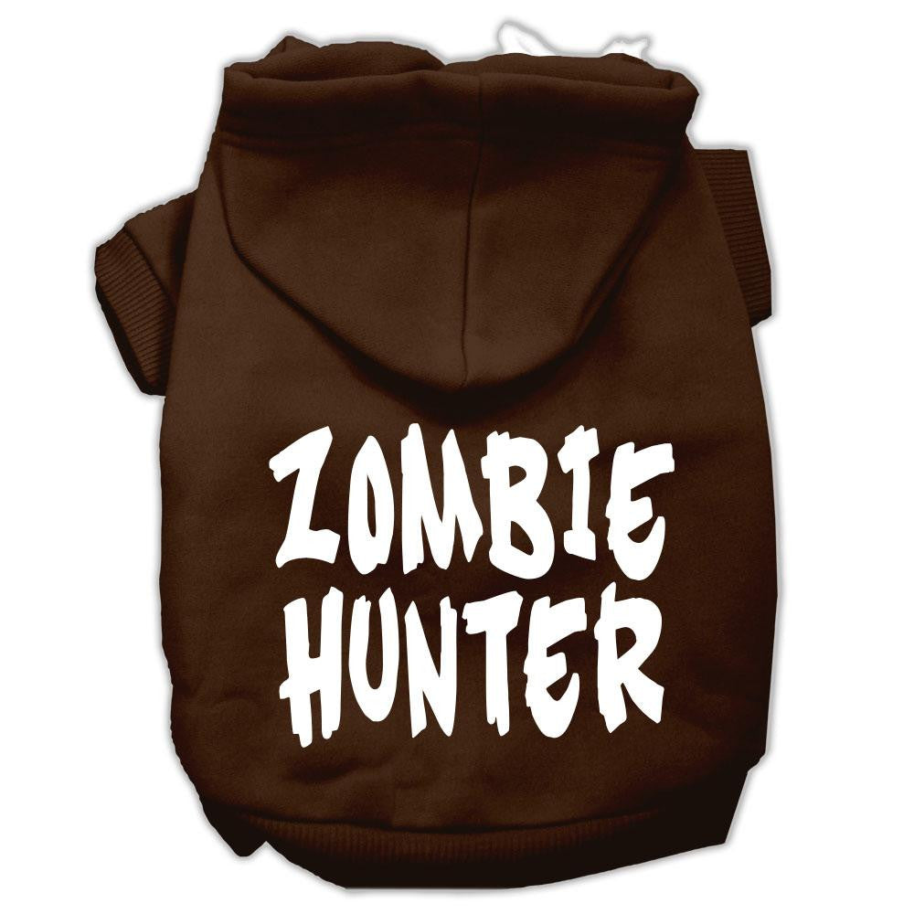 Zombie Hunter Screen Print Pet Hoodies Brown Size Sm (10)