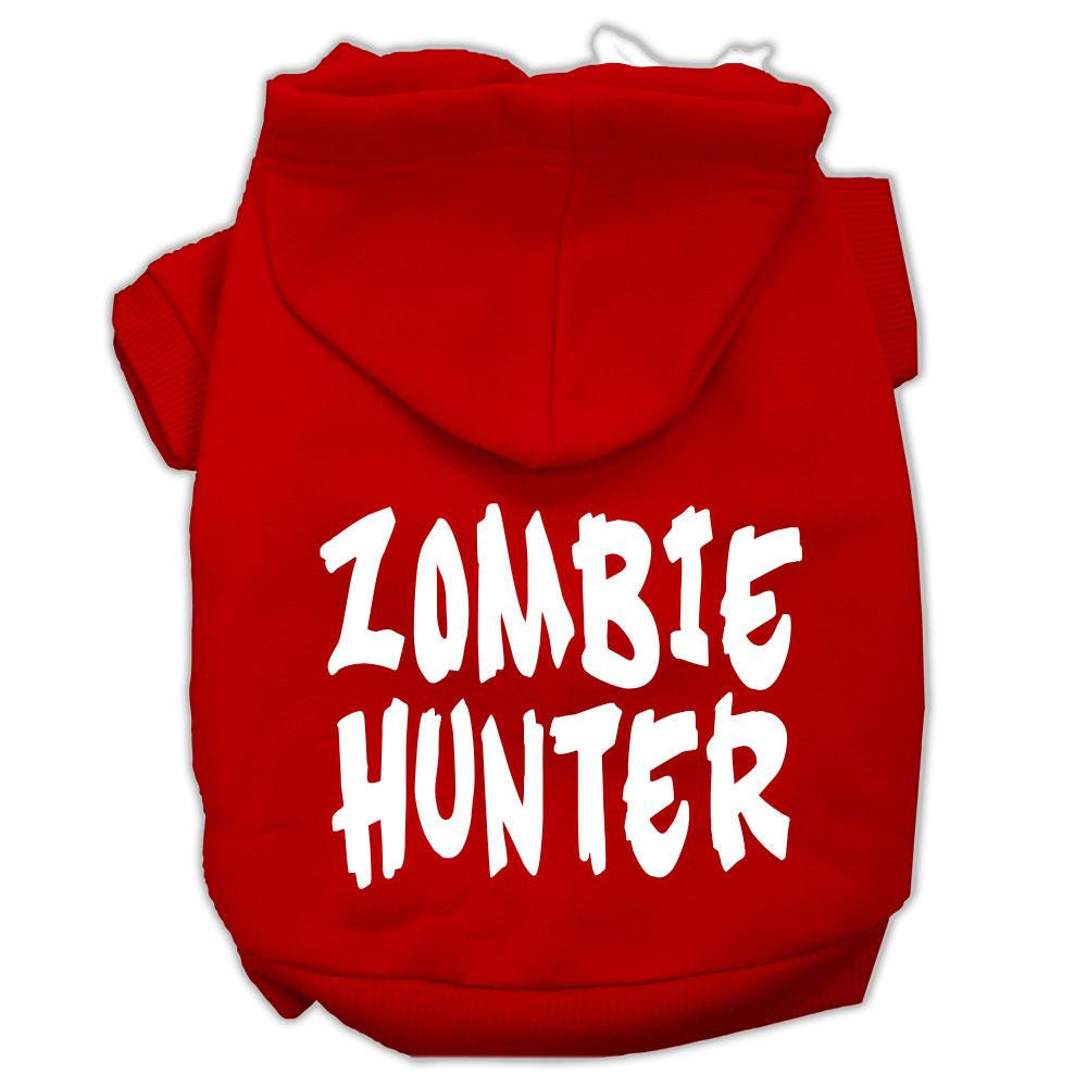 Zombie Hunter Screen Print Pet Hoodies Red Size S (10)