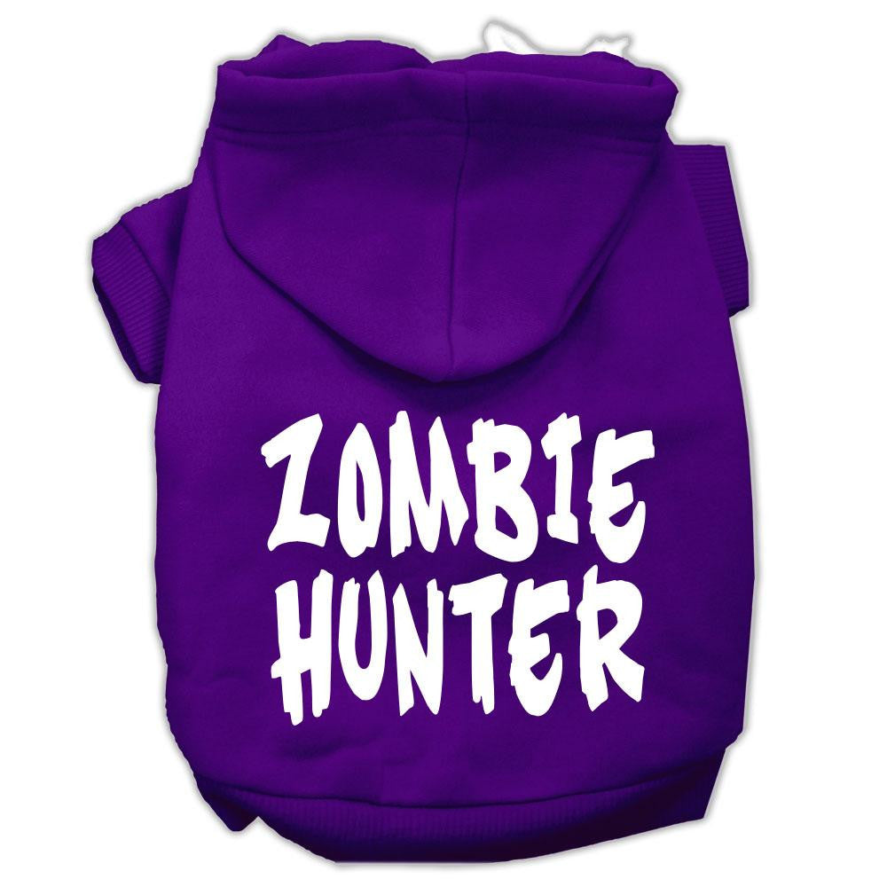 Zombie Hunter Screen Print Pet Hoodies Purple Size XL (16)