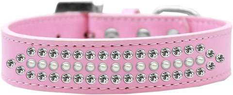 Ritz Pearl and Clear Crystal Dog Collar Light Pink Size 14