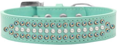 Ritz Pearl and AB Crystal Dog Collar Aqua Size 12