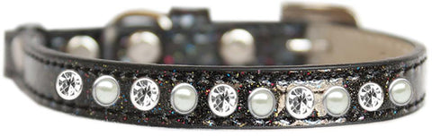 Pearl And Clear Jewel Ice Cream Cat Safety Collar Black Size 10