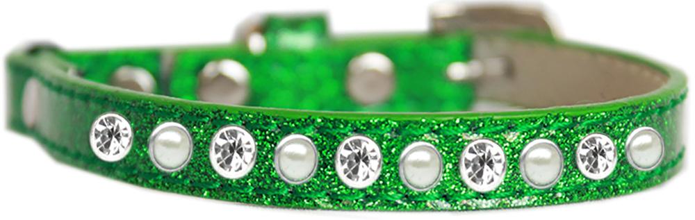 Pearl And Clear Jewel Ice Cream Cat Safety Collar Emerald Green Size 10