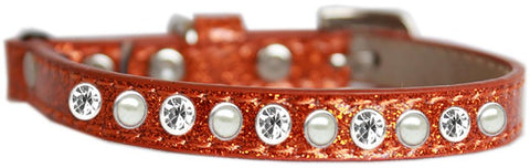 Pearl And Clear Jewel Ice Cream Cat Safety Collar Orange Size 12