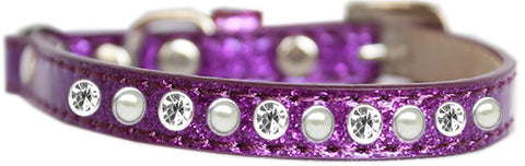 Pearl And Clear Jewel Ice Cream Cat Safety Collar Purple Size 10