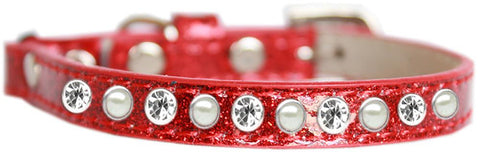 Pearl And Clear Jewel Ice Cream Cat Safety Collar Red Size 12