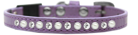 Pearl and Clear Jewel Breakaway Cat Collar Lavender Size 10