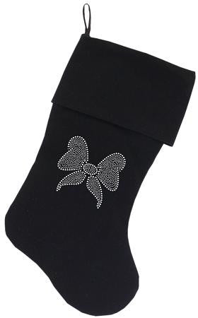 Clear Bow Rhinestone 18 inch Velvet Christmas Stocking Black