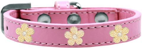 Gold Flower Widget Dog Collar Light Pink Size 12