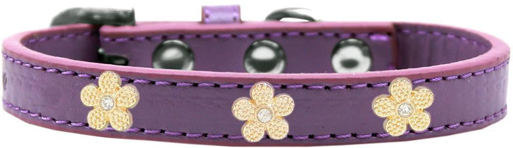 Gold Flower Widget Dog Collar Lavender Size 16