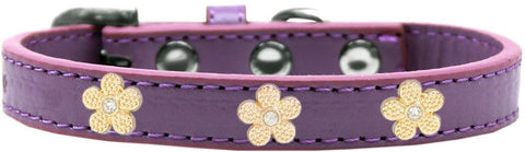 Gold Flower Widget Dog Collar Lavender Size 18