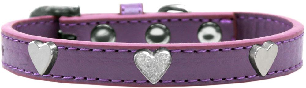 Silver Heart Widget Dog Collar Lavender Size 12