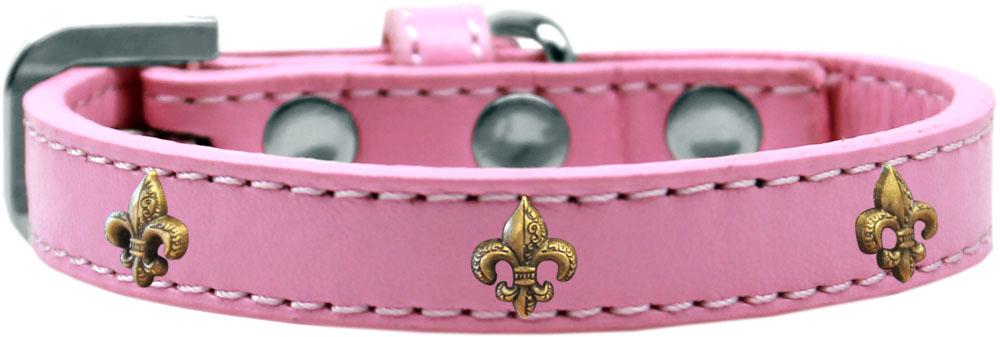 Bronze Fleur De Lis Widget Dog Collar Light Pink Size 10