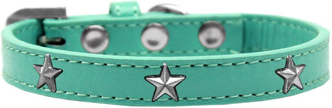 Silver Star Widget Dog Collar Aqua Size 10