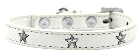 Silver Star Widget Dog Collar White Size 10