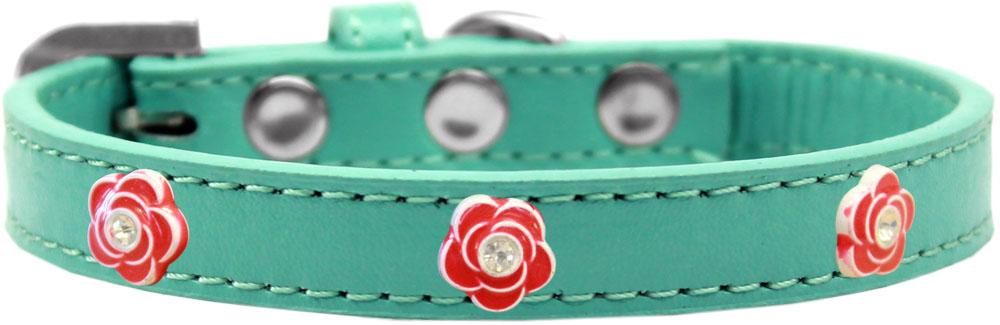 Red Rose Widget Dog Collar Aqua Size 12