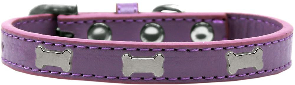 Silver Bone Widget Dog Collar Lavender Size 10