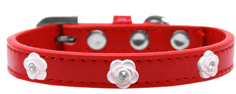 Light Pink Rose Widget Dog Collar Red Size 16