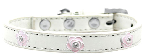 Light Pink Rose Widget Dog Collar White Size 10