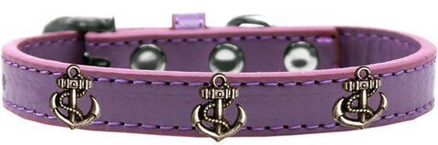 Bronze Anchor Widget Dog Collar Lavender Size 12